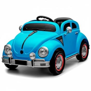 Imagem de Mini Carro Brinquedo Elétrico Infantil Fusca Azul Som Luzes Com Contro
