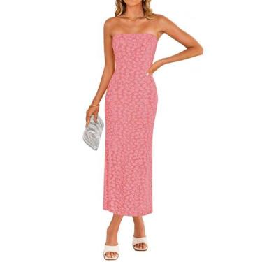 Imagem de Vestido ZESICA 2025 Summer Boho Floral sem alças Bodycon Dusty Pink