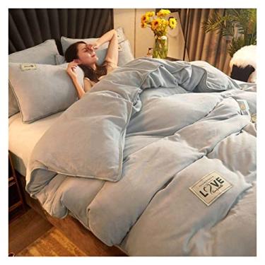 Imagem de Conjunto de capa de colcha de flanela 1/3 pçs super macio grosso adulto crianças com fronha king size conjunto de cama têxteis domésticos de luxo capa de edredom completo (cor: conjunto 3, tamanho