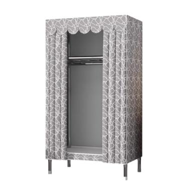 Imagem de Armários portáteis de poliéster com cortina estável guarda-roupa armário economiza espaço organizador de armário guarda-roupa moderno