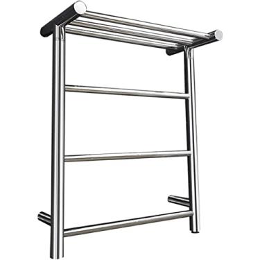 Imagem de Toalheiro elétrico de aquecimento central, toalheiro aquecido de aço inoxidável 304/com fio (fio prateado)