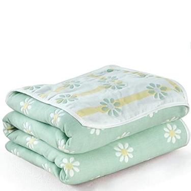 Imagem de Cobertor de toalha de gaze, padrão floral, padrão xadrez, cobertor de toalha grande, tecido de 6 camadas, cobertor quente, 100% algodão, cobertor de gaze para soneca, 90 x 100, cobertor de viagem