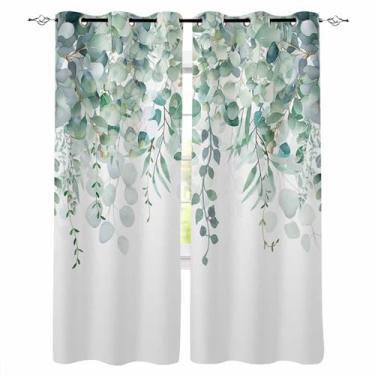 Imagem de Cortinas blackout verde-sálvia eucalipto, 213 cm de comprimento, para quarto, isolamento térmico, escurecimento de quarto, painéis de cortina de janela pretos para sala de estar, cortinas com ilhós