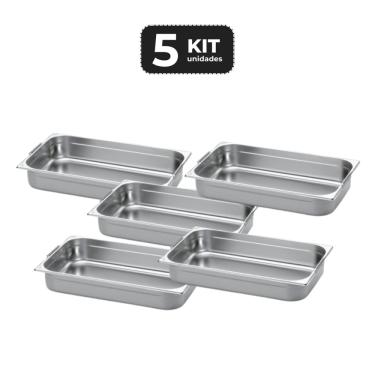 Imagem de Kit 5 Cuba Com Alca Inox 1/1 Gn 100 Para Buffet