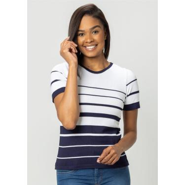 Imagem de Blusa Manga Curta Pau a Pique Modal Marinho/Branco