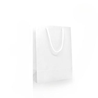 Imagem de Sacola Papel Branca (PP/P/M) - KIT 10/50 Un Papel Resistente para Lojas, Presentes, Eventos e Embalagens Comerciais(PP,10)