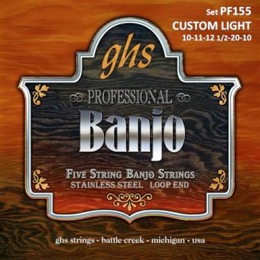 Imagem de GHS BANJO - Conjunto de cordas de aço inoxidável - 5 cordas - PF155 - Leve