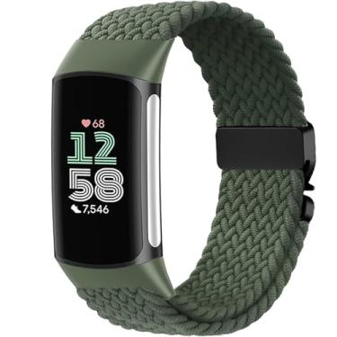 Imagem de Issinlky Pulseira trançada de nylon compatível com Fitbit Charge 6/5, pulseira elástica para Fitbit Charge 5/6 feminino e masculino