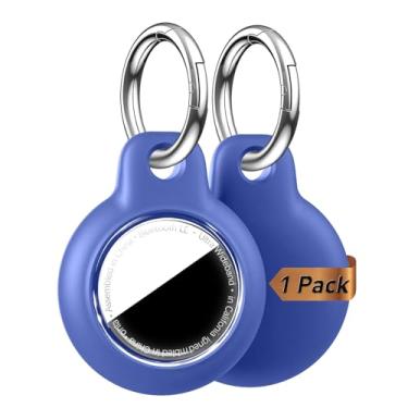Imagem de MOLOSLEEVE Capa de suporte de Airtag com chaveiro, capa de GPS à prova d'água antiarranhões e choque, chaveiro, acessórios para AirTags, capas de rastreador de itens para mochilas, bolsas, bagagens