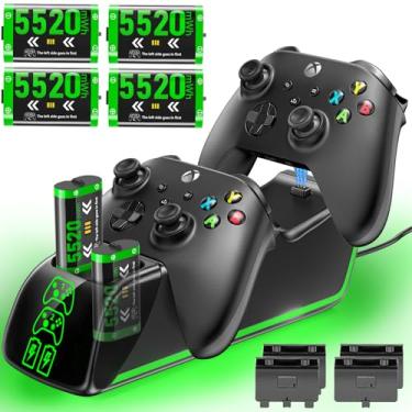 Imagem de Froncha Estação De Carregamento De Controle Com 4 Baterias Recarregáveis De 4800 Mwh Para Xbox Series/One X|S, Base De Carregamento De Controle Rgb Com Baterias Recarregáveis Para Xbox One S|X/Elite