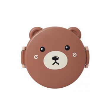 Imagem de Pote Térmico Infantil Urso Marrom, Recipiente para Alimentos com 2 Compartimentos, 18.5x17.5 cm, 1000ML, Próprio para Micro-ondas, Livre de BPA, para Escola e Creche