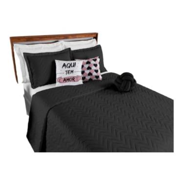 Imagem de Kit Cobre Leito PeçAs - Conjunto De Cama Dupla Face Original - Completo Com Edredom E Fronhas(Elegance Preto Est 03)