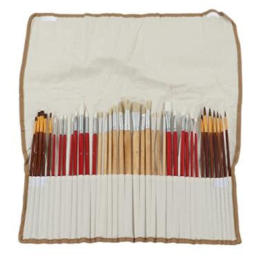 Imagem de 38Pcs Canetas Pincel Aquarela, Conjunto de Pincéis De Madeira Cerdas Macias De Nylon Boa Resistência Artista Acrílico Pincel de Vários Tamanhos para Acrílico, Óleo, Aquarela e Guache