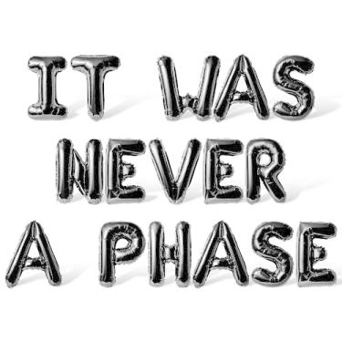 Imagem de Balões de letras - IT WAS NEVER A PHASE 40,6 cm letras do alfabeto folha balão Mylar faixa de festa do dia do orgulho (preto)