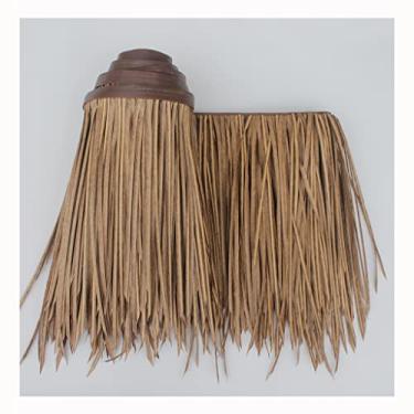 Imagem de Rolo de telhas de palha sintética de palmeira, retardador de chamas Tiki Bar Huts painéis de telhado de palha capa de guarda-chuva jardim decoração de bar tropical (amarelo f, 0,5 x 8 m/1,64 x 26,06 m