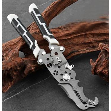 Imagem de Ferramenta de descascador de fios dobrável, alicate multifuncional, crimpador, alicate de cortador de cabo, para cortar e puxar fios, tesoura de cabo, tesoura - bico falcão