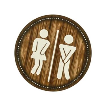 Imagem de IEUDNS Placa de banheiro, decoração rústica e conveniente para banheiros masculinos e femininos, placas de banheiro, para fazenda, escritório negócios