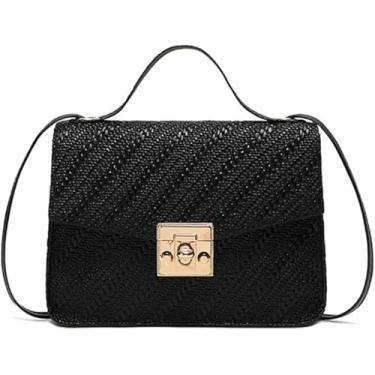 Imagem de Bolsas transversais acolchoadas, carteiras com bloqueio de grão torcido, capacidade média, bolsas transversais, alça de ombro removível, Preto, 7.09 x 1.57 x 5.91 inches