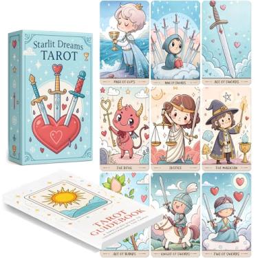 Imagem de Starlit Dreams Tarot, Whimsical Tarot and Oracle Cards for Beginners, Cute Fortune Telling Deck with Dreamy Pastel Artwork for Healing, Self-Care, and Spiritual Guidance, 78 Cards 2.7x4.7 inch