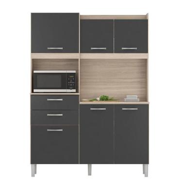 Imagem de Cozinha Compacta Harmonia 6 Portas E 2 Gavetas Avena Grafito - Demóbile Avena Grafito