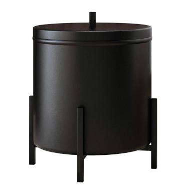 Imagem de Lixeira Com Tampa Multiuso Aço Alumínio 06 Litros Kalli D01 Preto Fosco - Lyam Decor