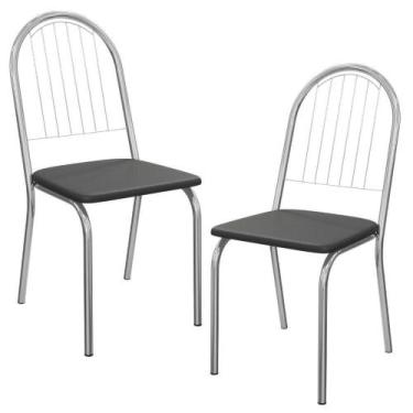 Imagem de Kit 2 Cadeiras Kappesberg Cromada 2C077CR material sintético Preto