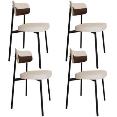 Imagem de Kit 04 Cadeiras Estofada Para Sala De Jantar Astrid Preto C01 Linho Pa