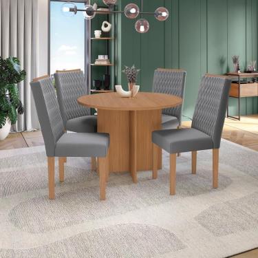 Imagem de Conjunto Sala De Jantar Nira Kappesberg 4 Cadeiras Veludo Titanio