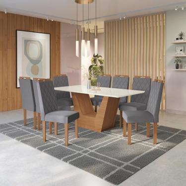 Imagem de Conjunto Sala De Jantar Verbana Kappesberg 8 Cadeiras Veludo Titanio