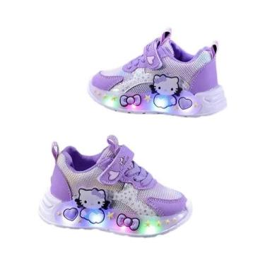 Imagem de Tênis De Malha Respirável LED Hello Kitty Para Meninas, Sapatos Esport