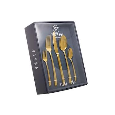 Imagem de Faqueiro 30 Peças Aço Inox Wolff Viena Dourado com Caixa Litografada Elegância