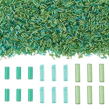 Imagem de Magibeads Kits de contas de vidro com 3 estilos de contas de tubo banhadas de cor verde para fabricação de joias, contas de semente de vidro longas de 5 a 7 mm para brinco, pulseira, colar, artesanato