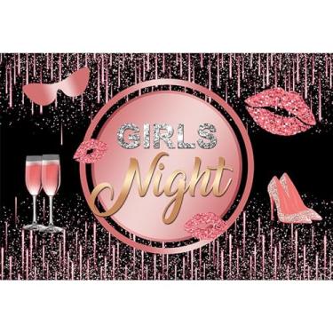Imagem de Baocicco 3 x 2,4 m fundo noturno rosa para meninas, com glitter, lábios vermelhos, salto alto, festa do pijama, mulher, aniversário, chá de noiva, festa temática para meninas, mulheres, retratos de