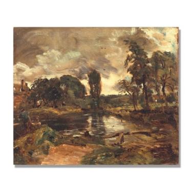 Imagem de NHLDZYH Arte de parede John Constable, (paisagem 1), pôster de pinturas famosas, decoração de parede com impressão de imagem retrô de romantismo. Apenas tela 60 x 72 cm - 23,6 x 28,3 pol