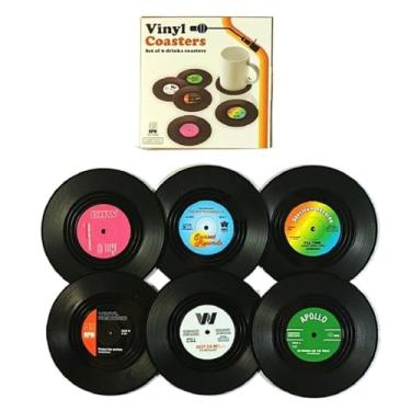 Imagem de 6 peças tapete de caneca antiderrapante ABS porta-copos em forma de CD para amantes de música decoração de casa inauguração de casa