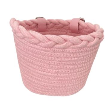 Imagem de Vaveren Cesta de bicicleta infantil com decoração frontal e alças ajustáveis ​​para meninos e meninas, parque, acampamento ao ar livre, passeios, Rosa