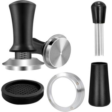 Imagem de Kit de acessórios de café expresso de 51 mm, conjunto de adulteração de café expresso, ferramenta WDT, funil de dosagem e tapete de adulteração de café em gel de silicone para máquinas de café