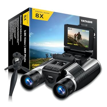 Imagem de Binóculos com câmera embutida – Câmera binocular HD digital 12 x 32, tripé incluído - fotos de 48 MP, vídeo 2,5 K, zoom 8x, com cartão de memória de 32 GB
