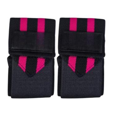 Imagem de Munhequeira Pulso de Suporte com Proteção Articular para Esportes e Atividades Diárias - Confortável e Ajustável(Preta com Pink)