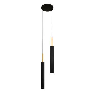 Imagem de Luminária Teto Pendente Tubo Duplo Mesa Balcão Preto Dourado