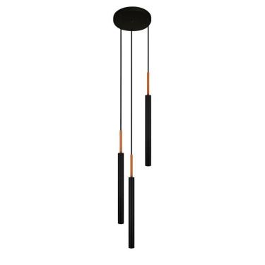 Imagem de Luminária Teto Pendente Tubo Triplo Lavabo Ilha Preto Cobre