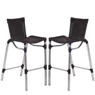 Imagem de Kit 2 Banquetas Alumínio Fortaleza Alta Para Trama Original Tabaco