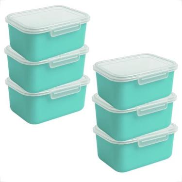 Imagem de Kit 5 Potes Marmita Fitness 750ml com Trava Lateral Para Microondas Ge