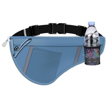 Imagem de SooGree Pochete esportiva masculina e feminina, à prova d'água, com cinto ajustável, pochete com suporte para garrafa de água para corrida, caminhada, ciclismo, GSP8807-Azul, Esportivo