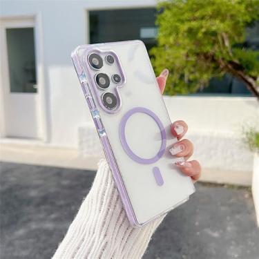 Imagem de Capa rígida magnética de acrílico transparente de luxo, roxa, para Galaxy A15 5G