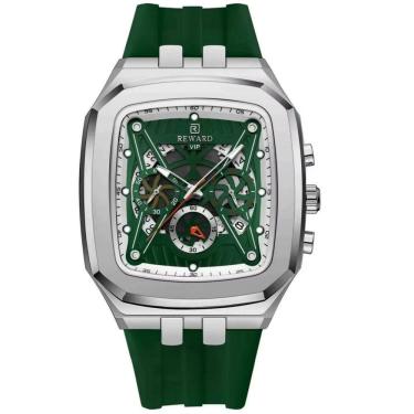 Imagem de Relógio De Quartzo Masculino Design Retangular à Prova D´gua Casual Verde