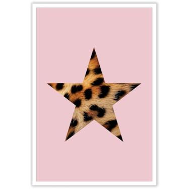 Imagem de Impressão de arte de parede de leopardo rosa na moda feminina estampa de leopardo vintage quarto infantil pintura minimalista estética para quarto feminino apartamento dormitório banheiro sala de