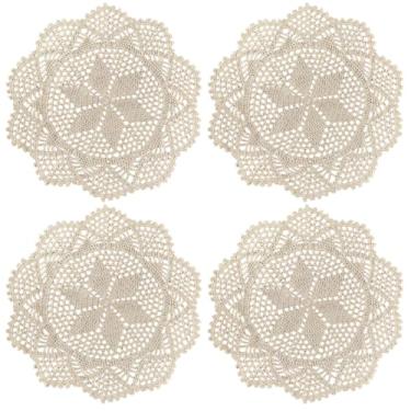 Imagem de LUMINFLY Doilies de renda feitos à mão 30 cm/30.5 cm, 4 peças, mesas de design de crochê fino, festas de casamento e decoração de casa, qualidade de poliéster, artesanato ideal para jantar