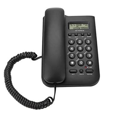 Imagem de lvifloae Suporte de parede com fio, telefone fixo básico com fio, TelPal, telefone fixo com LCD identificador de chamadas, 30 números, memória para recepção, hotel, escritório doméstico (preto)