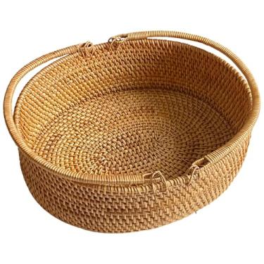 Imagem de LUMINFLY Cesta de piquenique de vime estilo vintage, design oval artesanal, alças duplas convenientes, ótimo para frutas, pão, grande armazenamento de compras ao ar livre